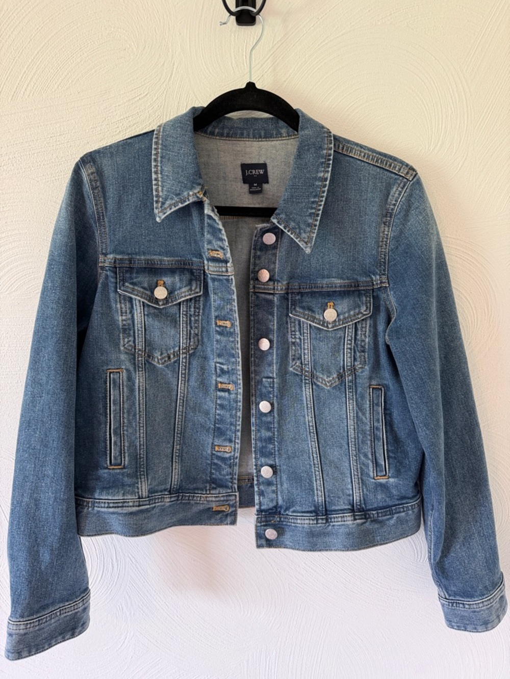 J. Crew Re- Imagined Classic Medium Wash Blue Denim Jacket.  Size Medium.